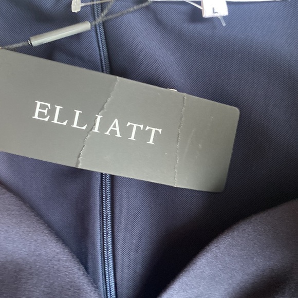 NWT ELLIATT Scarlette Cutout Long Sleeve Sheath Midi Dress in Navy Blue, size L - Picture 7 of 10